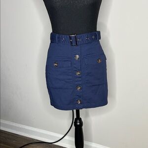 Blue Blush Navy Buttoned Mini Skirt